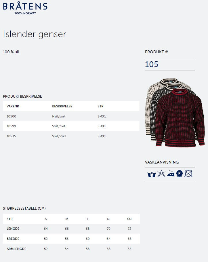 Islender genser hvit og sort 100% ull