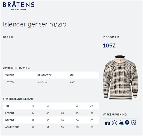 islender genser m/ zip