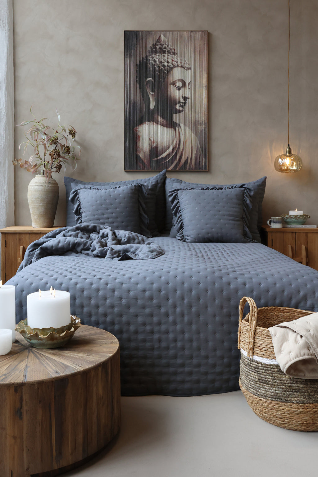 Aix Soft putetrekk med volangkant – Midnight