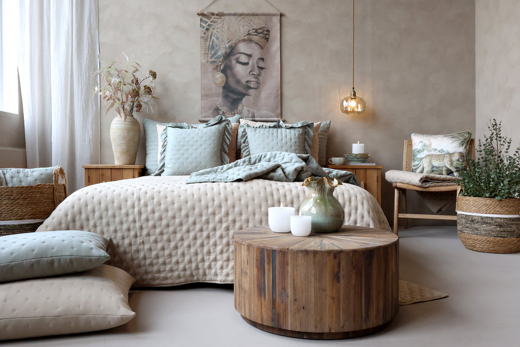 Aix Soft putetrekk med volangkant – opal