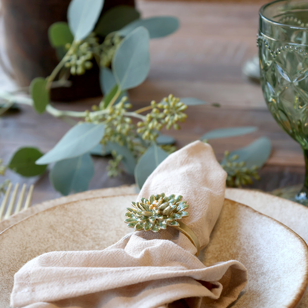 Serviettring med blomst – Antique Verte
