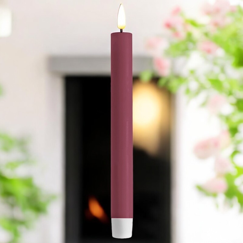 Magenta LED Dinner Candle D: 2,2 * 24 cm (2 stk)
