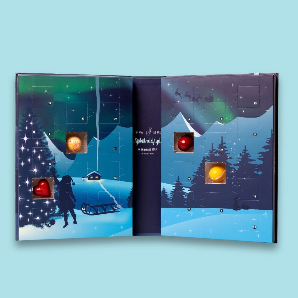 Adventskalender med sjokolade – JULEGLEDE *forhåndsbestilling