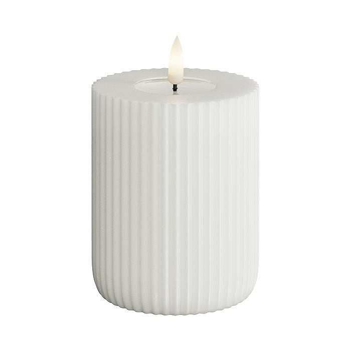 Rillelys led Stripe 8x12.5cm Hvit, Deluxe Home Candle