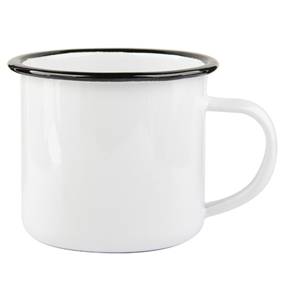 Emaljekopp med tekst/logo