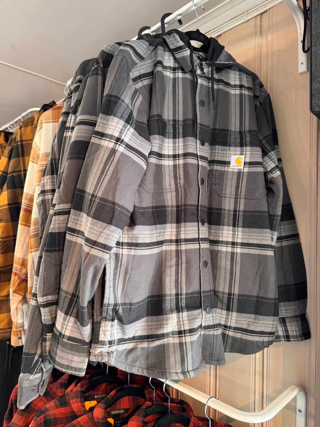 Carhartt Flannel sherpa-lined shirt jakke sort/grå