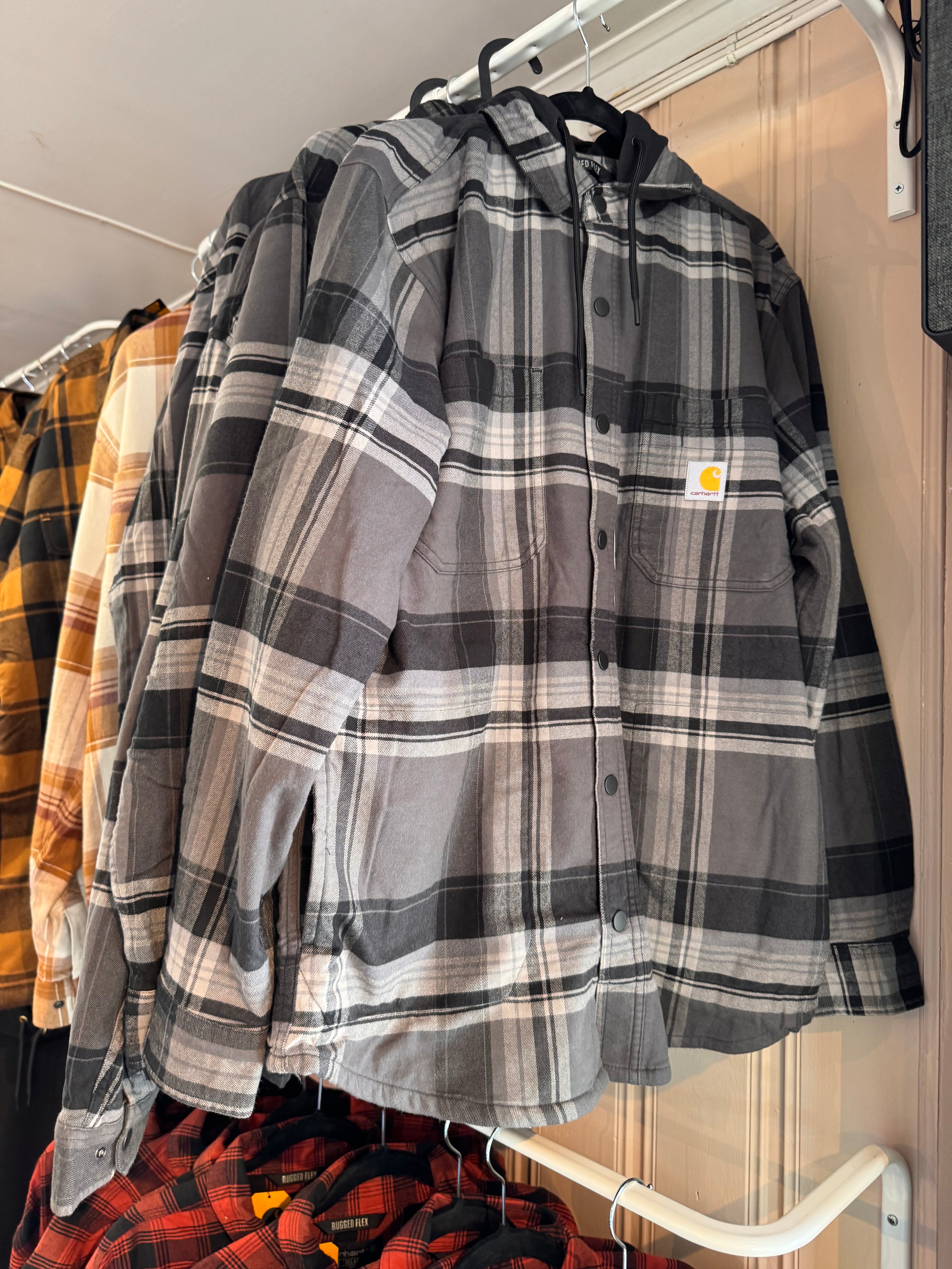 Carhartt Flannel sherpa-lined shirt jakke sort/grå
