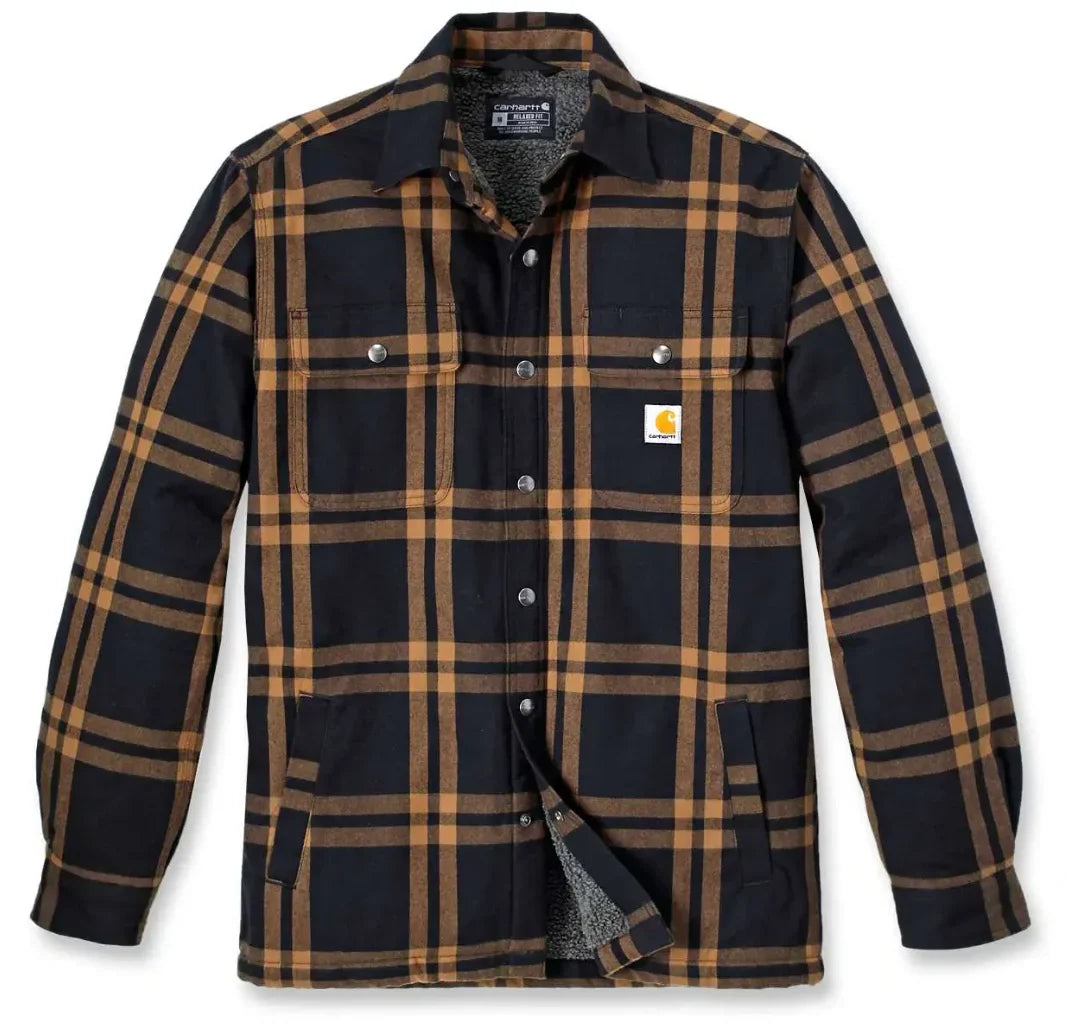Carhartt M's Flannel Sherpa Lined Shirt Jacket Brown
