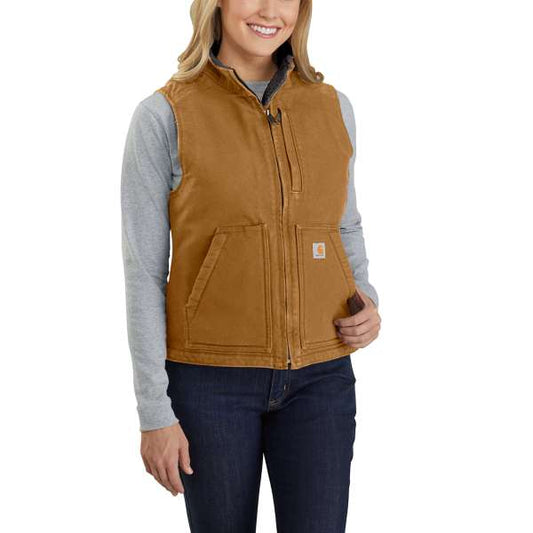 Carhartt Sherpa lined mock neck vest- dame brun