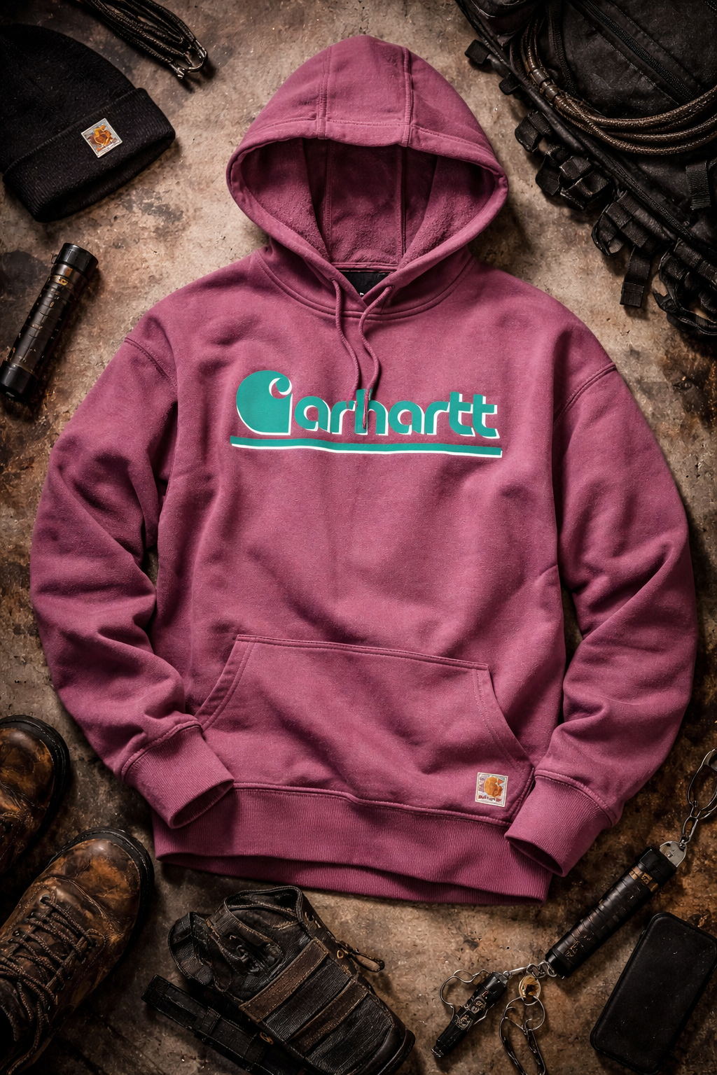 106918 Carhartt Womens Fibre Series Graphic Hooded Sweatshirt Rosa