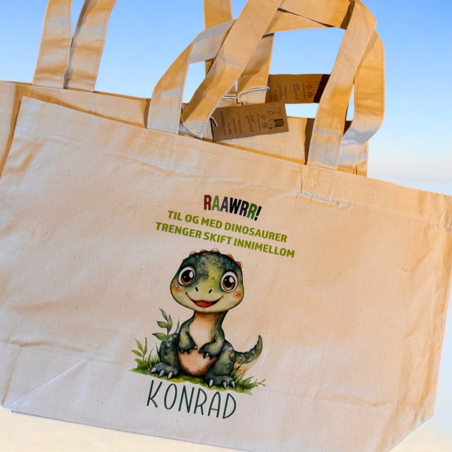 Personlig skiftetøybag- med navn og motiv