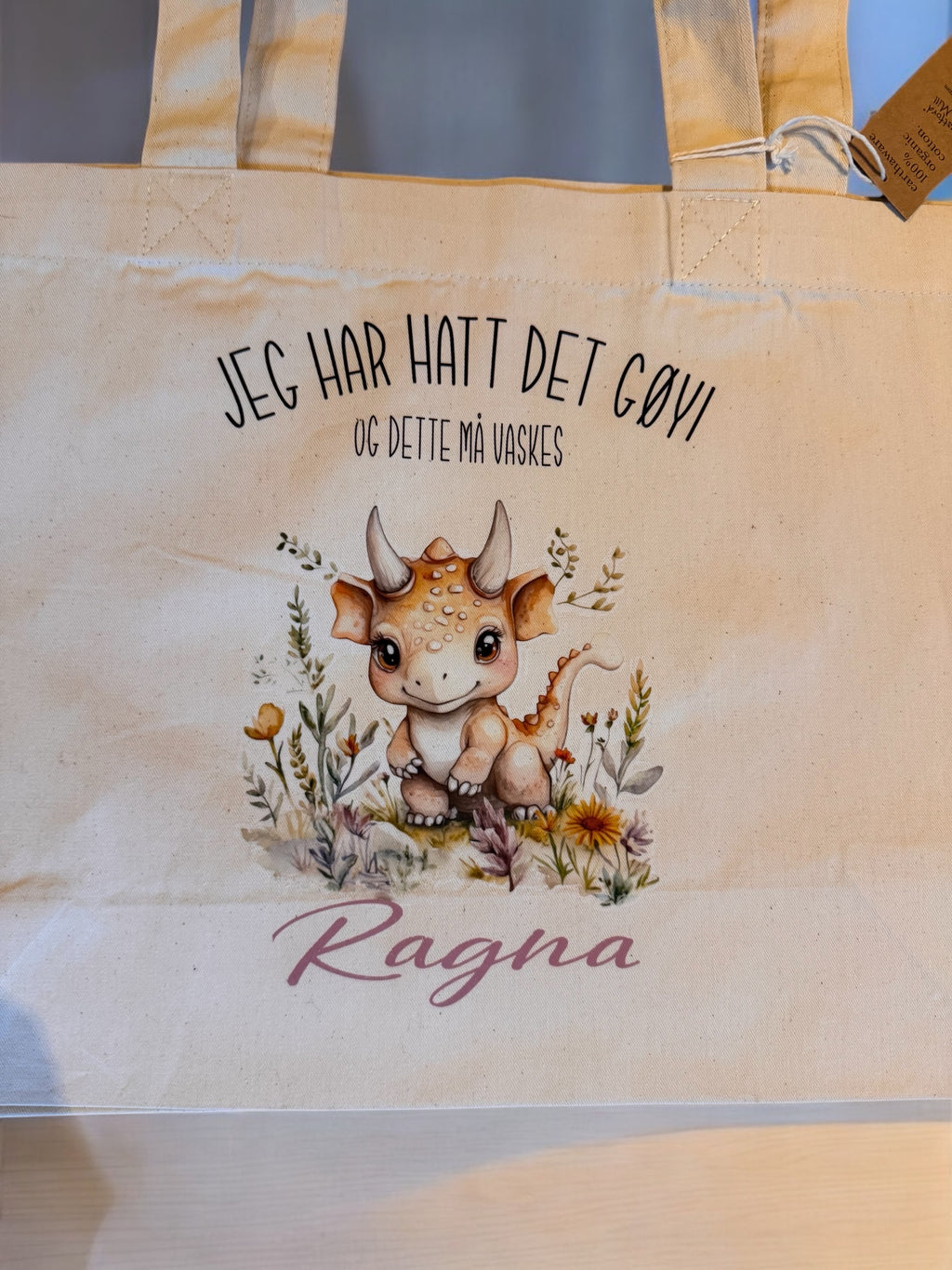 Personlig skiftetøybag- med navn og motiv