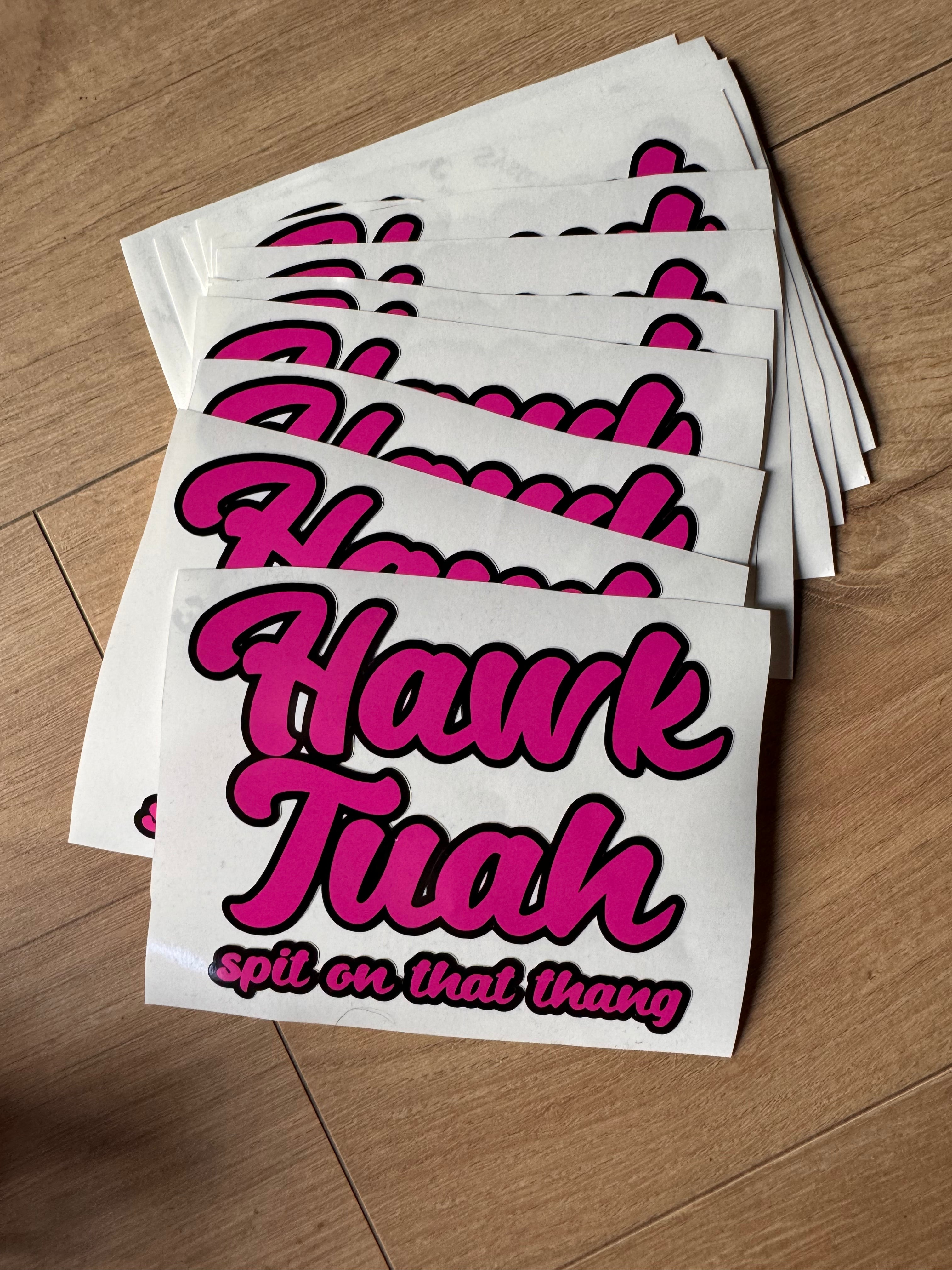 Hawk Tuah rosa sticker 15x10 cm