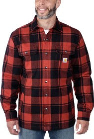 Carhartt M's Flannel Sherpa Lined Shirt Jacket Red Ochre