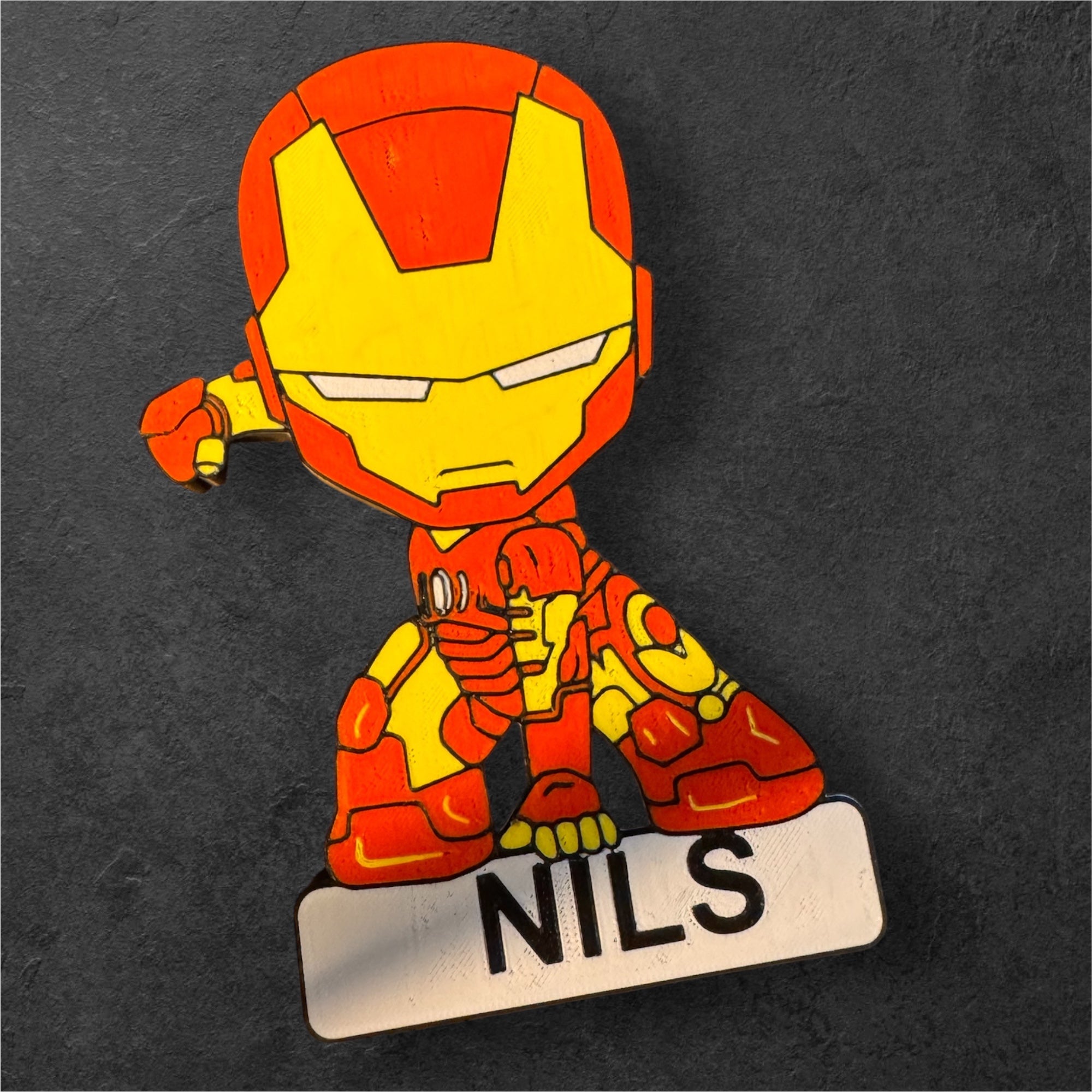 Stående navneskilt superhelt