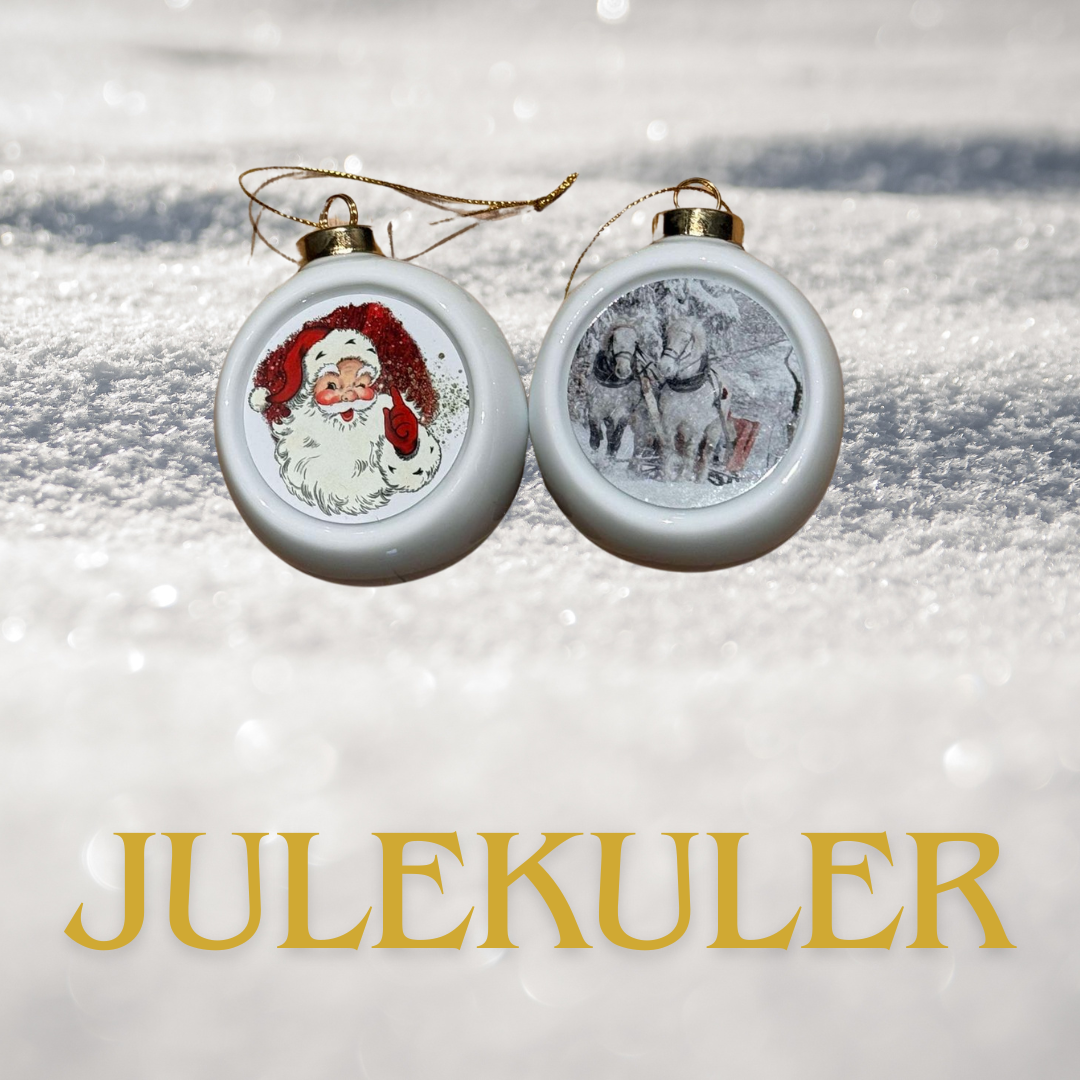 Porselen julekule for bilde/tekst