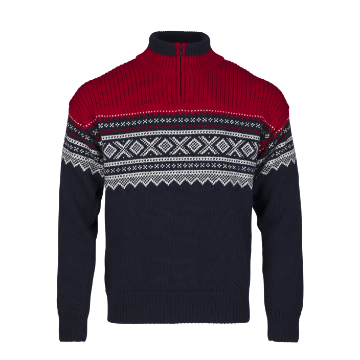 Bråtens Marius sweater with zip navy/red/offwhite