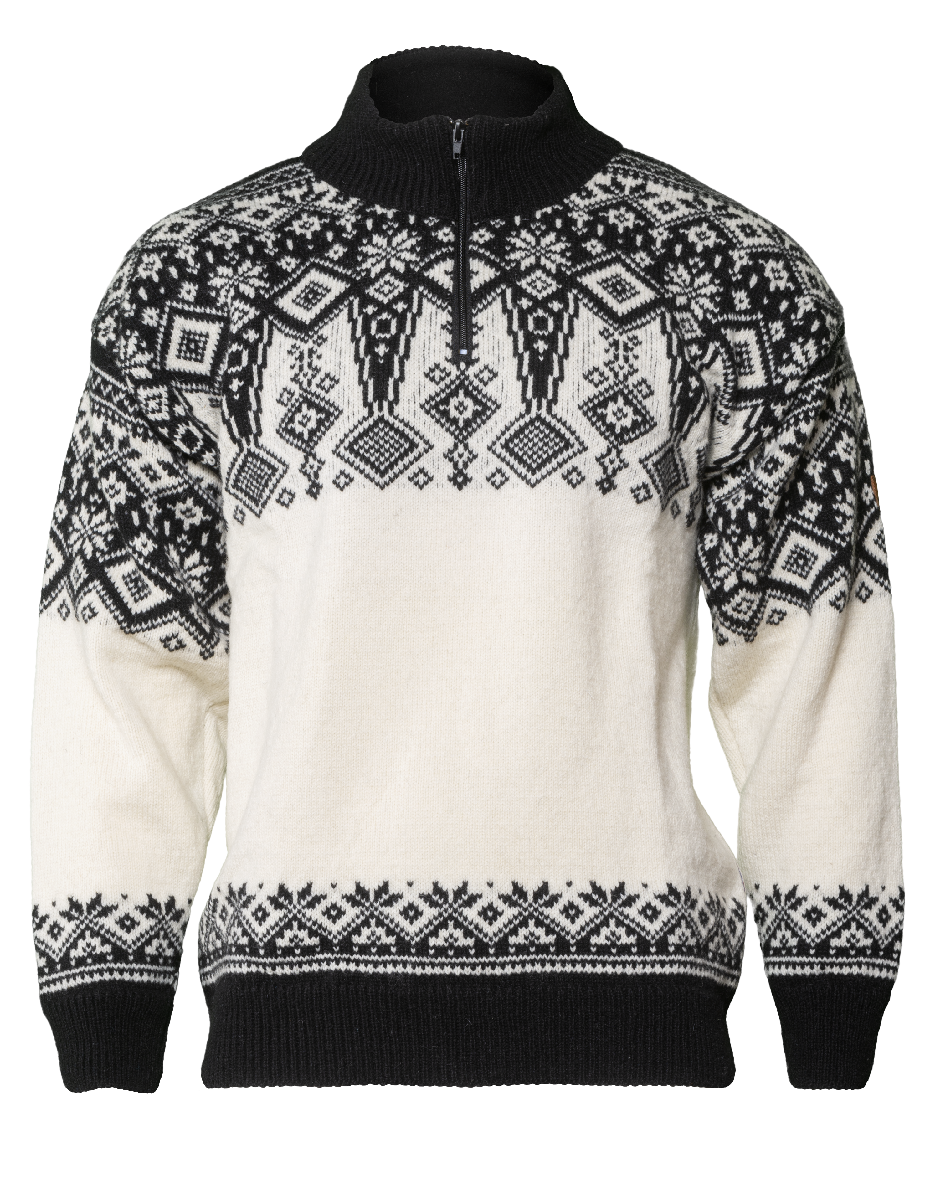 Hallingdal høy hals m/zip hvit/sort