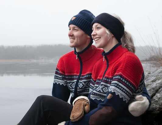 Bråtens Marius sweater with zip navy/red/offwhite